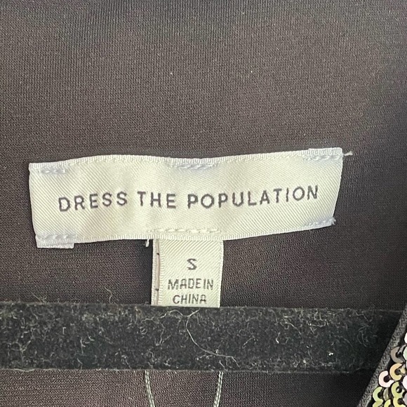 Dress The Population Black Sequin Jaleah Surplice Cap Sleeve Sheath Dress Size S - Picture 7 of 10